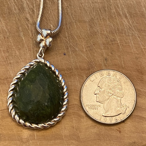 Connemara Marble Teardrop Pendant on a 16" 925 Silver Snake Chain Necklace - Picture 5 of 16